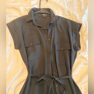 Express button up black dress